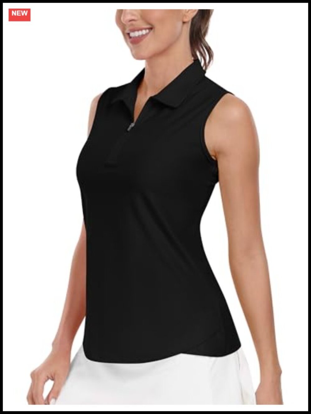 Women's Sleeveless Golf Polo Shirt Zip Up Quick Dry Athletic Tank Top